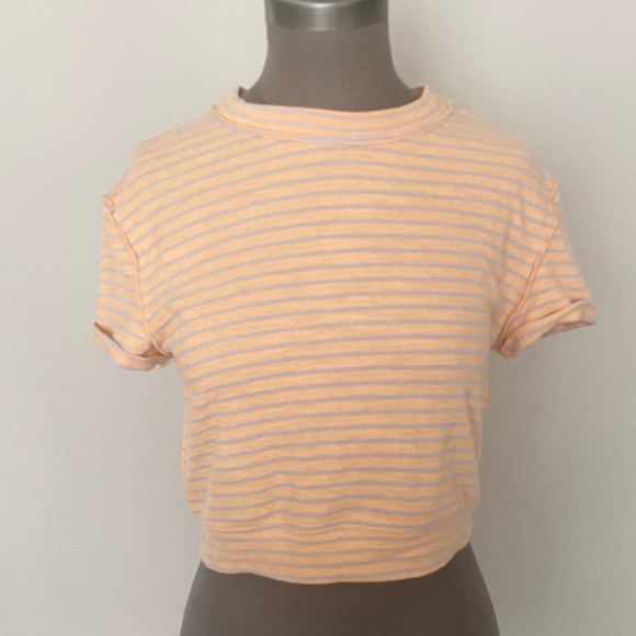 FREE PEOPLE Sabrina T Shirt Orange Stripe XS - Picture 2 of 7